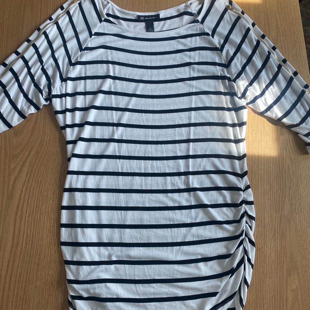 Never worn, black and white striped tunic